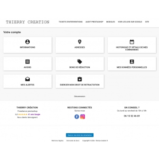 Bouton de rétractation conforme dans le pied de page d'une boutique PrestaShop