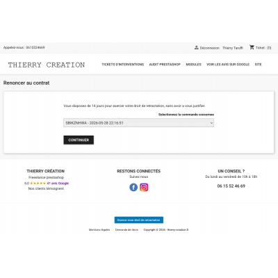 Gestion des demandes de rétractation dans le back-office PrestaShop