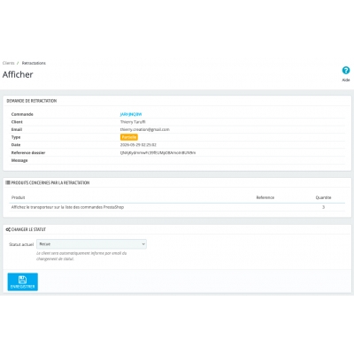Bouton de rétractation conforme 19 juin 2026 pour PrestaShop 1.7.8 à 9.1.x